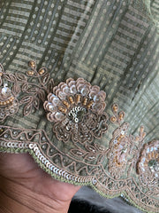 Green Kanchipuram Silk Saree with Zardosi & Cutdana Work 5901 07