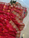Red Banarasi Patola Saree with Gota, Zardosi, Bead & Mirror Work 5953 03
