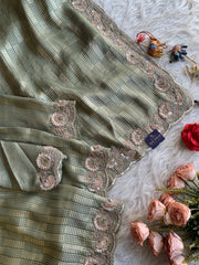 Green Kanchipuram Silk Saree with Zardosi & Cutdana Work 5901 07