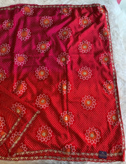 Bandhej Print Russian Silk Saree with Gota Patti & Zardozi 5891 01