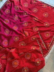 Bandhej Print Russian Silk Saree with Gota Patti & Zardozi 5891 01