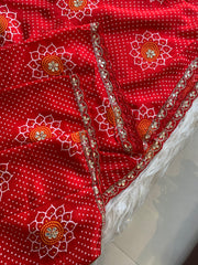 Bandhej Print Russian Silk Saree with Gota Patti & Zardozi 5891 01