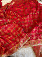 Red Banarasi Patola Saree with Aari, Sequin & Mirror Work 5953 04