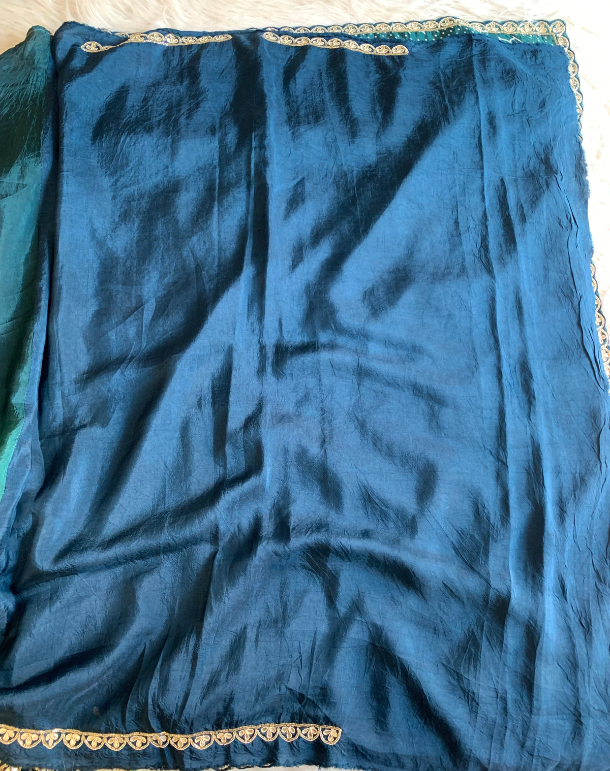 Bandhej Print Russian Silk Saree with Gota Patti & Zardozi 5891 01