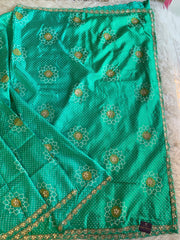 Bandhej Print Russian Silk Saree with Gota Patti & Zardozi 5891 01