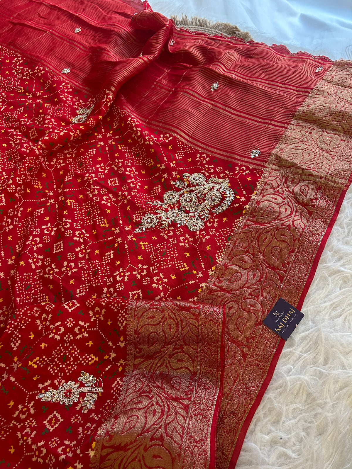 Red Banarasi Patola Saree with Gota 5953 01
