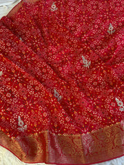 Red Banarasi Patola Saree with Gota 5953 01