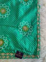 Bandhej Print Russian Silk Saree with Gota Patti & Zardozi 5891 01