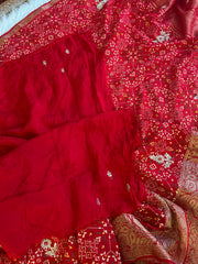 Red Banarasi Patola Saree with Gota 5953 01