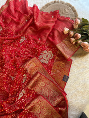 Red Banarasi Patola Saree with Gota 5953 01