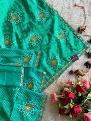 Bandhej Print Russian Silk Saree with Gota Patti & Zardozi 5891 01