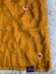 Habutai Silk Saree with Aari, Sequin & Thread Work 5902 01