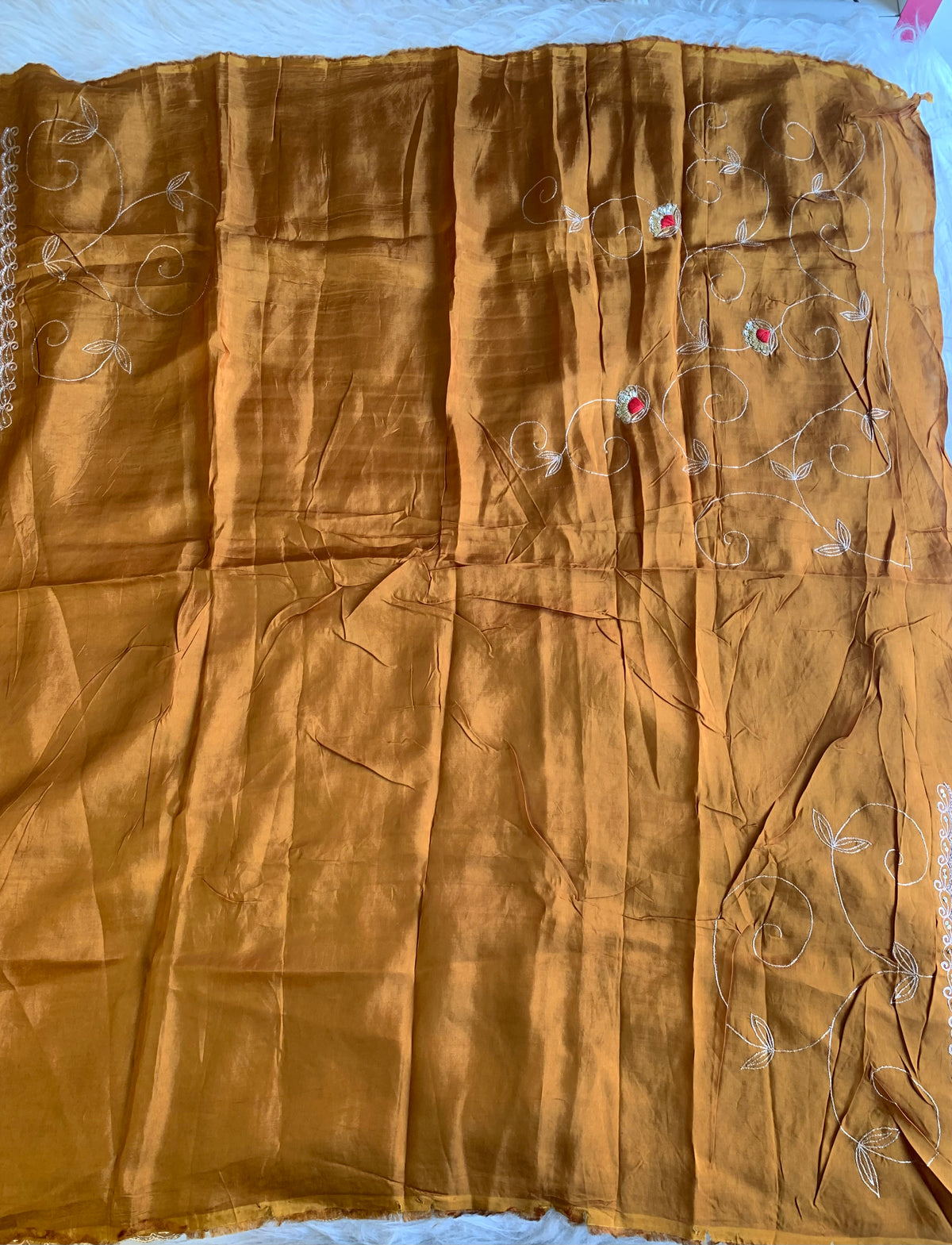 Habutai Silk Saree with Aari, Sequin & Thread Work 5902 01