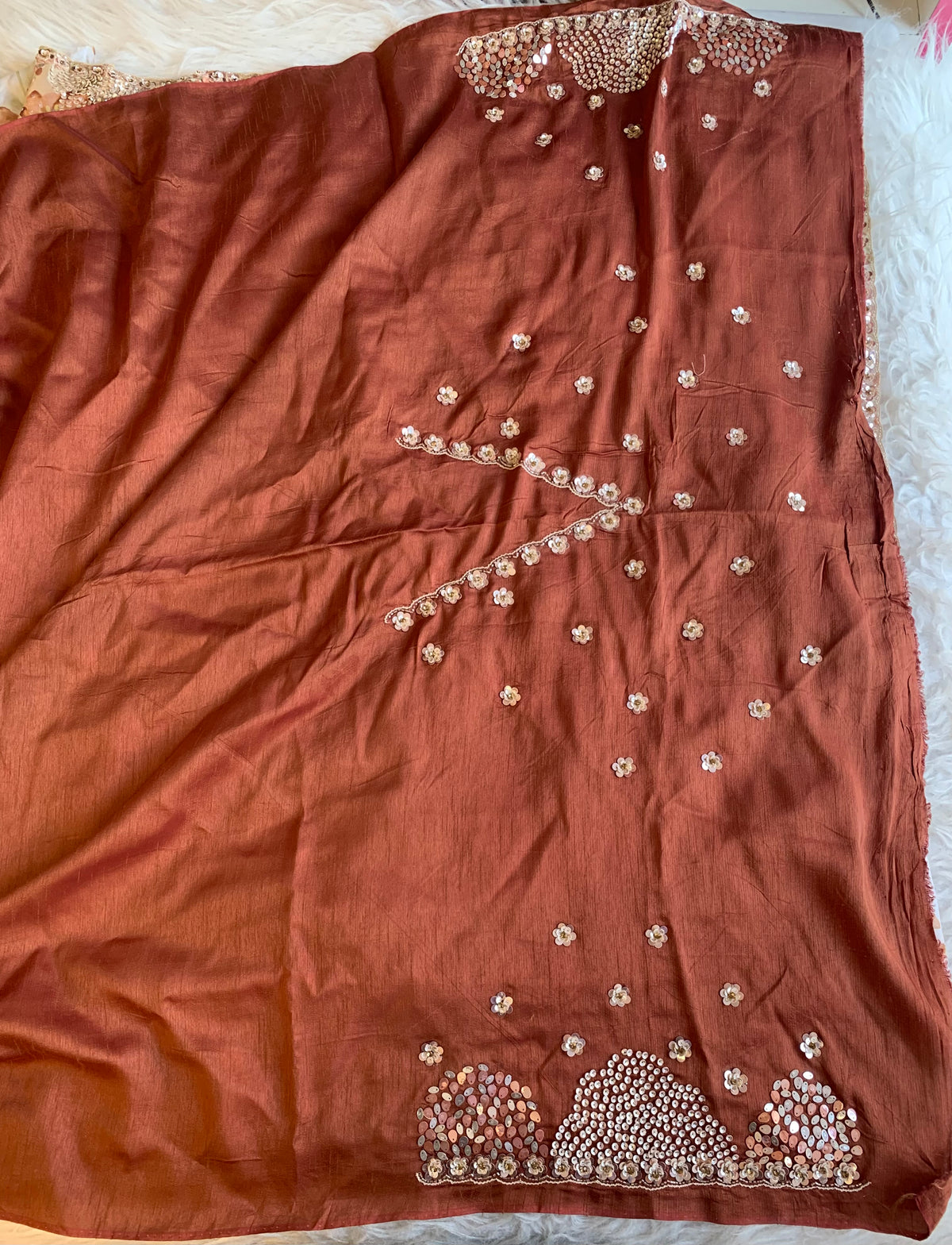 Silk Organza Saree with Floral Print & Cutdana Work 5902 07
