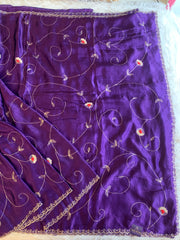 Habutai Silk Saree with Aari, Sequin & Thread Work 5902 01