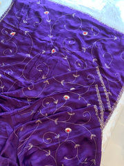 Habutai Silk Saree with Aari, Sequin & Thread Work 5902 01