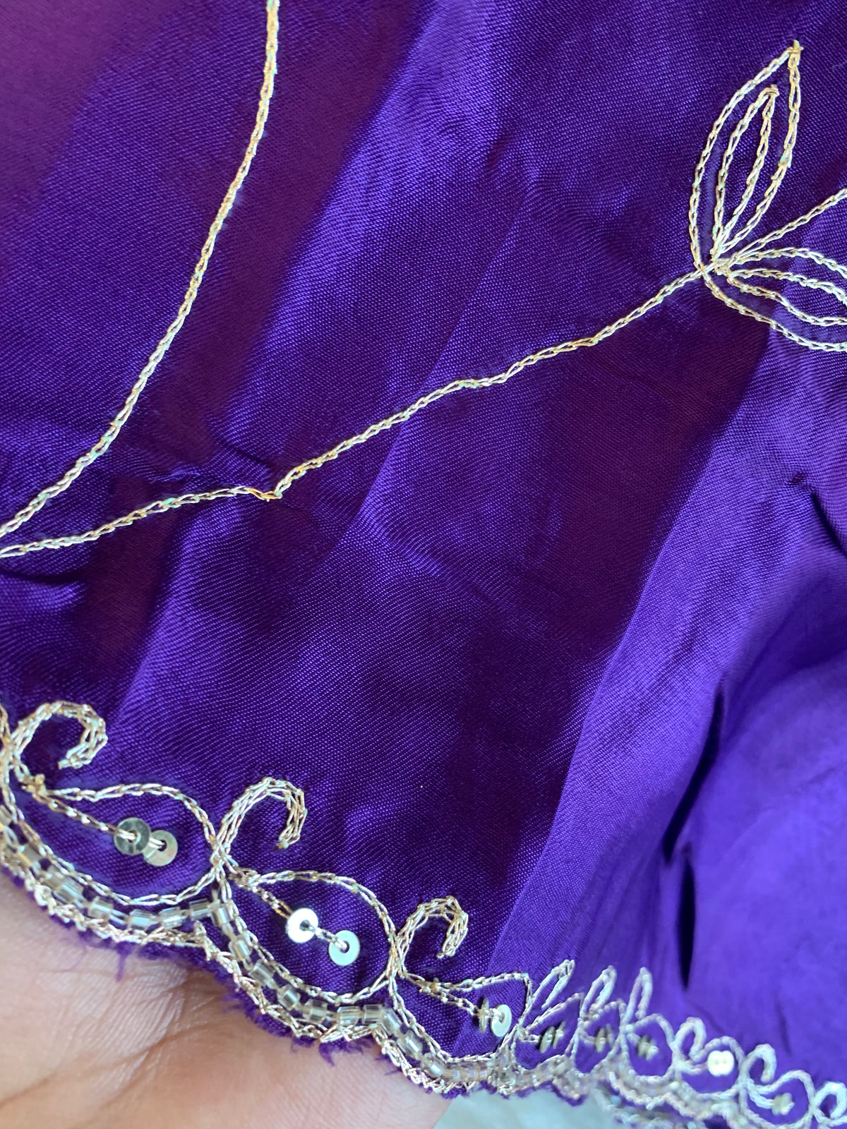 Habutai Silk Saree with Aari, Sequin & Thread Work 5902 01