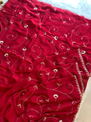 Habutai Silk Saree with Aari, Sequin & Thread Work 5902 01