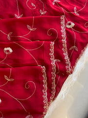 Habutai Silk Saree with Aari, Sequin & Thread Work 5902 01