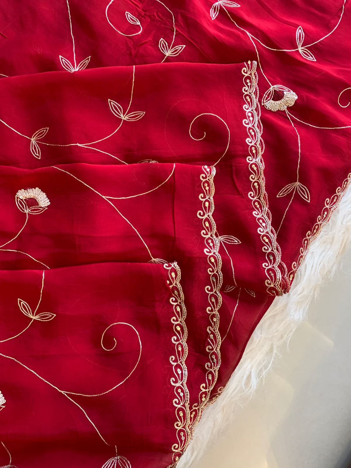 Habutai Silk Saree with Aari, Sequin & Thread Work 5902 01