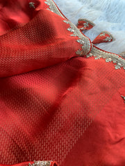Rust Orange Silk Saree with Dori 5875 03