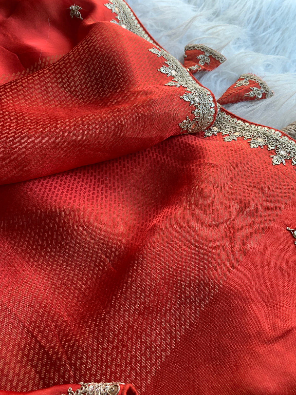 Rust Orange Silk Saree with Dori 5875 03