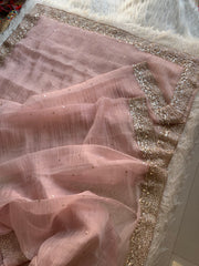 Baby Pink Crush Organza Saree with Imported Sequin 5847 04