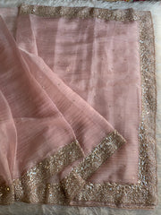 Baby Pink Crush Organza Saree with Imported Sequin 5847 04