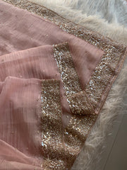 Baby Pink Crush Organza Saree with Imported Sequin 5847 04