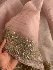 Baby Pink Crush Organza Saree with Imported Sequin 5847 04
