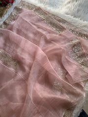 Baby Pink Crush Organza Saree with Imported Sequin 5847 04