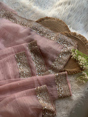 Baby Pink Crush Organza Saree with Imported Sequin 5847 04