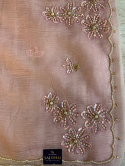 Baby Pink Crush Soft Organza Saree with Sequin 5906 02