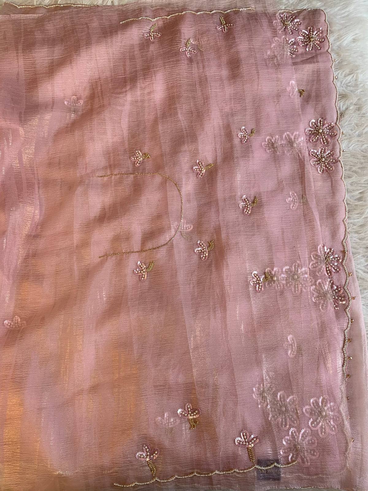 Baby Pink Crush Soft Organza Saree with Sequin 5906 02
