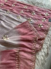 Beige Soft Tissue Saree with Onion Pink Border 5919 03