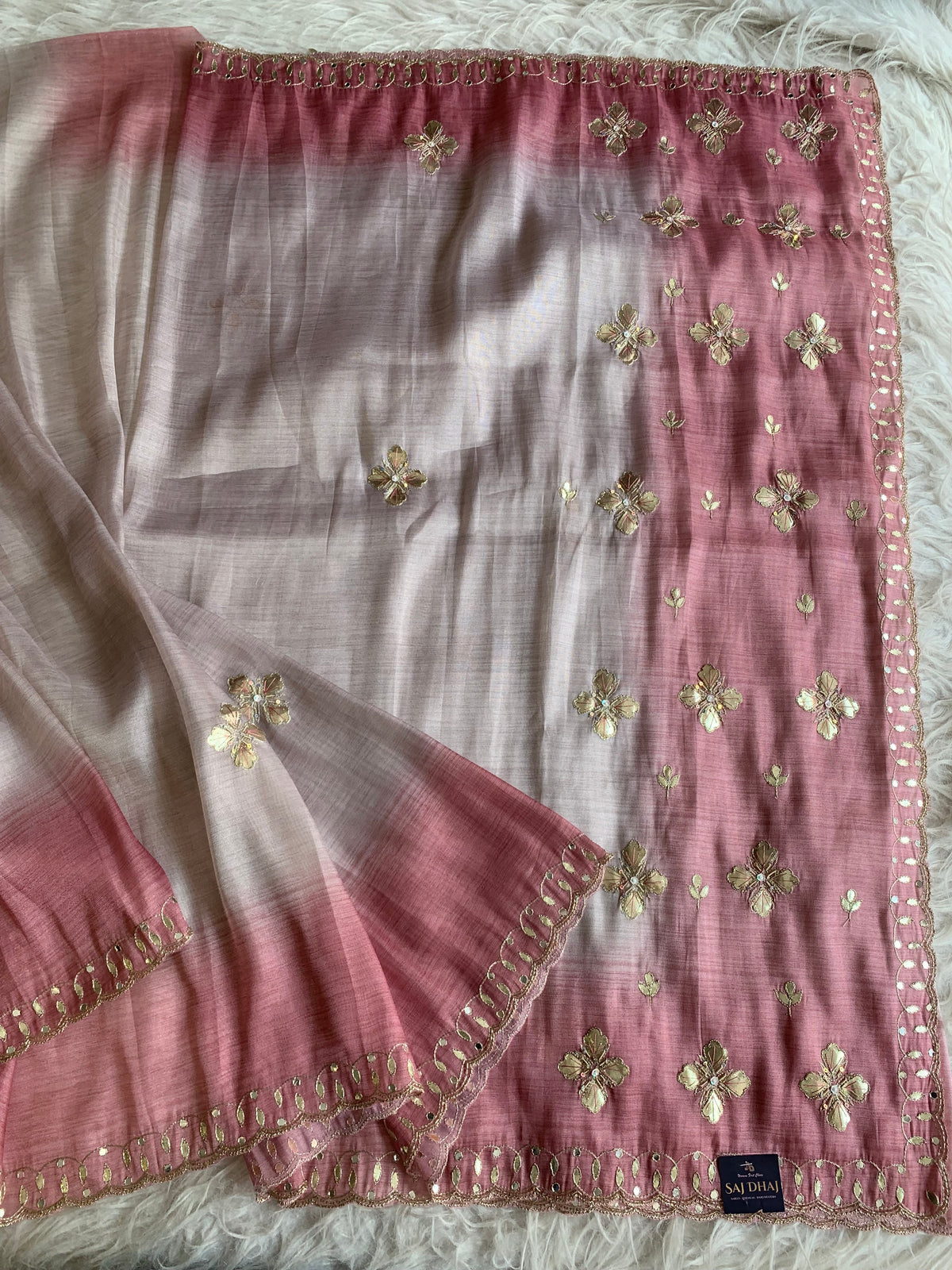Beige Soft Tissue Saree with Onion Pink Border 5919 03