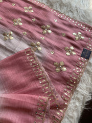 Beige Soft Tissue Saree with Onion Pink Border 5919 03