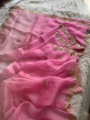 Baby Pink Organza Saree with Heavy Zardosi & Sequin Work 5914 03