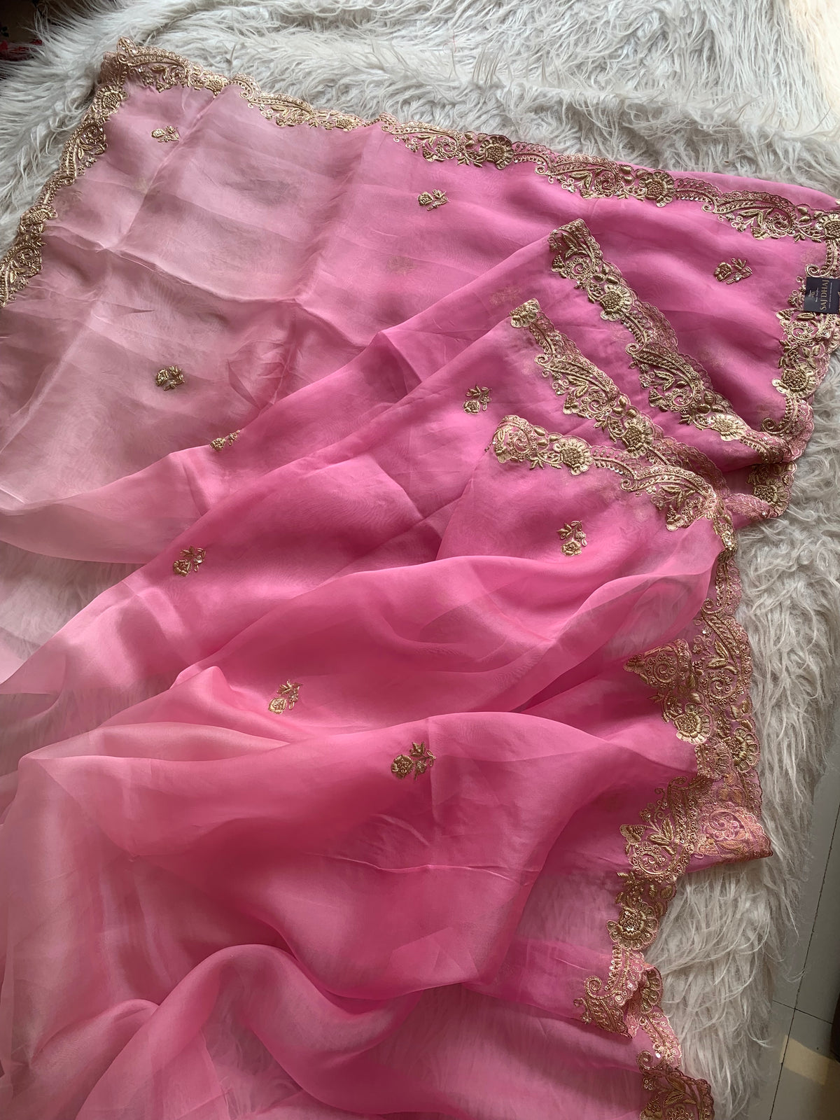 Baby Pink Organza Saree with Heavy Zardosi & Sequin Work 5914 03