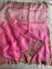 Baby Pink Organza Saree with Heavy Zardosi & Sequin Work 5914 03