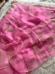 Baby Pink Organza Saree with Heavy Zardosi & Sequin Work 5914 03