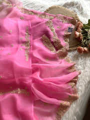 Baby Pink Organza Saree with Heavy Zardosi & Sequin Work 5914 03