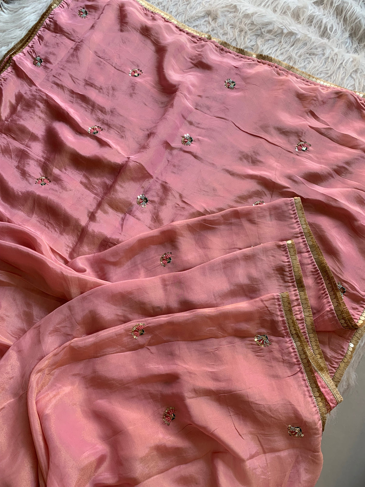 Habutai Silk Saree with Sequin, Cutdana, Aari & Jari Work 5942 08