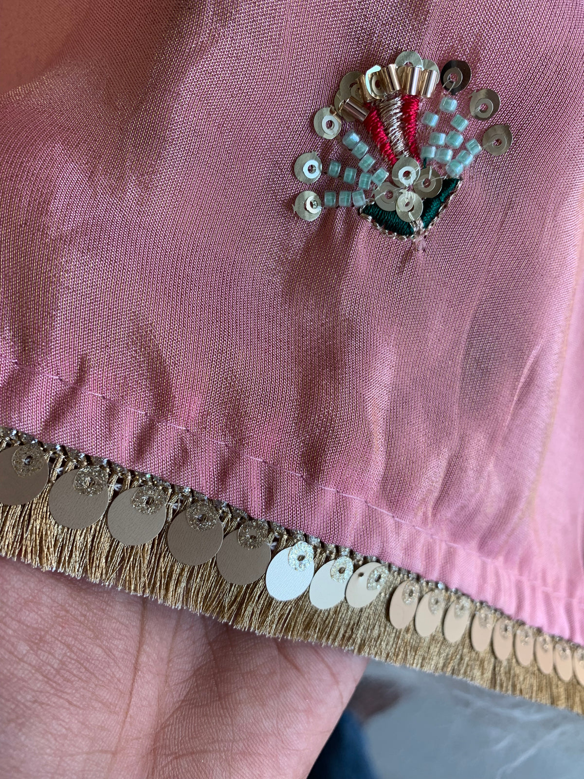 Habutai Silk Saree with Sequin, Cutdana, Aari & Jari Work 5942 08