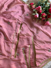 Habutai Silk Saree with Sequin, Cutdana, Aari & Jari Work 5942 08