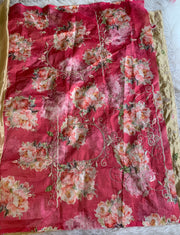 Russian Silk Saree with Appliqué Work with Pink Floral Blouse 5923 03