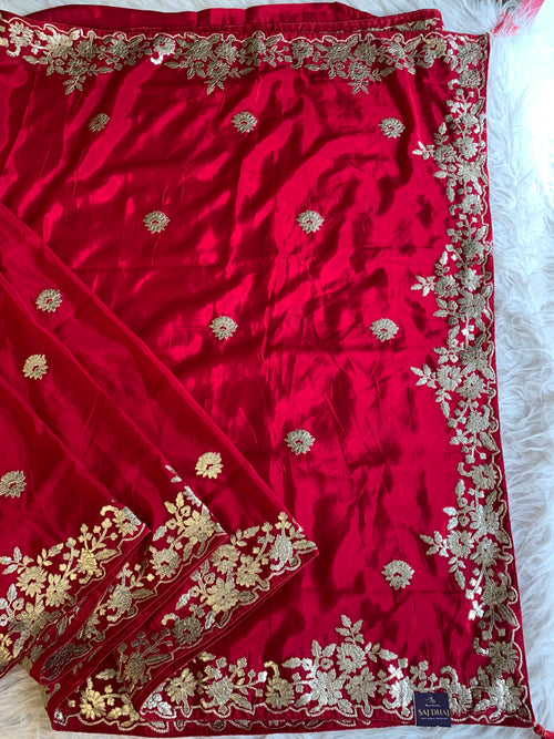 Habutai Silk Saree with Intricate Aari Work 5942 09