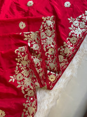 Habutai Silk Saree with Intricate Aari Work 5942 09