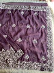 Organza Saree with Aari & Thread Work 5884 02