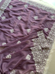 Organza Saree with Aari & Thread Work 5884 02
